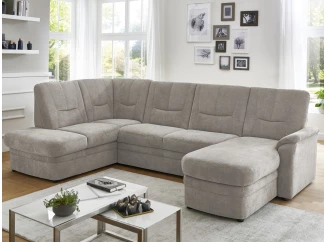 Sedací souprava Skin, světle béžová látka, tvar U, bez funkcí