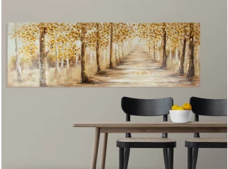 Ručně malovaný obraz Stromová alej 120x40 cm, 3D struktura