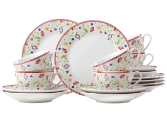 Kávový servis (18 dílů) Shanti Doppio, barevné květiny