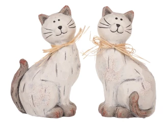 Dekorační soška Kočka 15 cm, béžová, mix 2 druhů