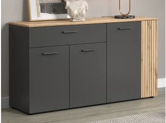 Komoda se zásuvkou Esteban 150 cm, antracit/dub evoke