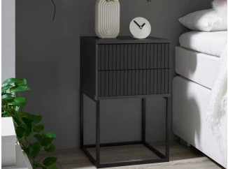 Noční stolek se 2 zásuvkami Marle, grafitový