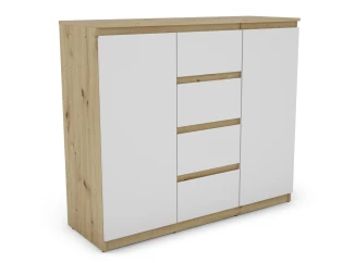 Široká komoda se 4 zásuvkami Carlos, dub artisan/bílá, 120 cm