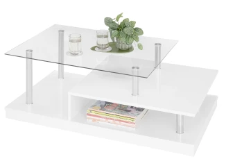 Konferenční stolek Memphis, lesklý bílý