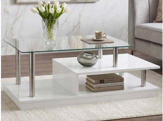 Konferenční stolek Memphis, lesklý bílý