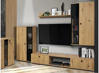 Obývací stěna Salsa, dub artisan/lamelový efekt