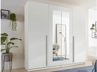 Šatní skříň se zrcadlem Cano, 228 cm, bílá