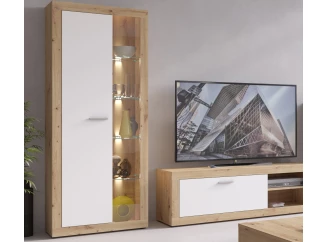 Vitrína Brilon, 78 cm, dub artisan/bílá