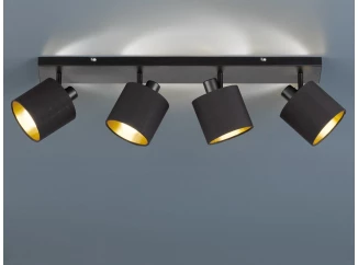 Stropní osvětlení Tommy, 4 svítidla, černá/zlatá