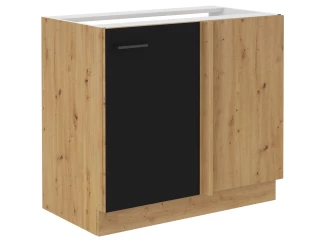 Dolní rohová kuchyňská skříňka Modena, 90 cm, dub artisan/černá