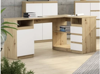 Rohový psací stůl Carlos, dub artisan/bílá