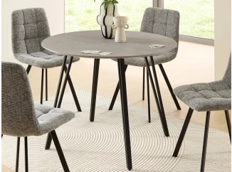 Kulatý jídelní stůl Floris 100 cm, imitace šedého kamene