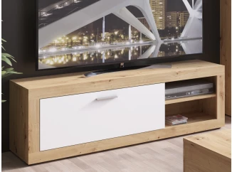 TV skříňka Brilon, 150 cm, dub artisan/bílá