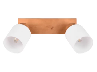 Stropní/nástěnné osvětlení Assam, 2 svítidla, dřevo/sklo