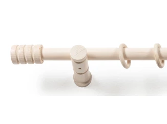 Záclonová tyč s háčky Rullo 160 cm, bílé dřevo