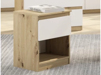 Skříňka/noční stolek Carlos 40 cm, dub artisan/bílá