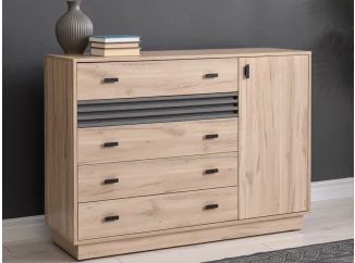 Komoda se šuplíky Ancona, 135 cm, dub estana/antracit