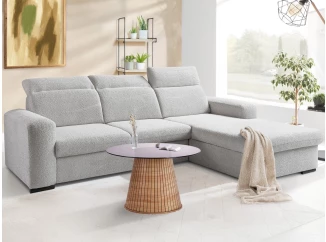 Rohová sedačka Dover, šedo-béžová strukturovaná látka, pravý roh