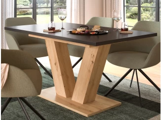 Rozkládací jídelní stůl Moteon 150x90 cm,šedý/dub artisan,podnož V