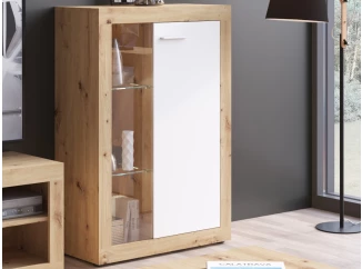 Nízká vitrína Brilon, 78 cm, dub artisan/bílá