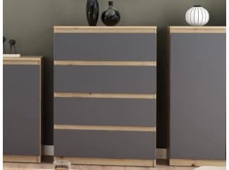 Komoda se 4 zásuvkami Carlos, dub artisan/grafit, 75 cm