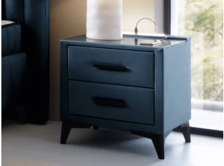 Noční stolek se 2 zásuvkami Joy, námořnická modrá látka