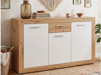 Komoda Brilon, 135 cm, dub artisan/bílá