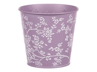 Obal na květináč fialový s bílými růžemi, 15,7 cm