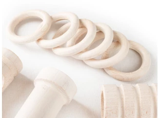 Kroužky s háčky (10 ks) Rullo 28 mm, bílé dřevo