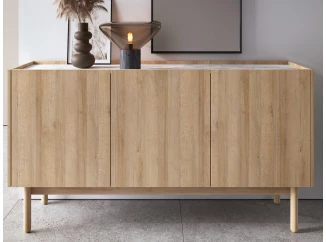 Vysoká komoda Boho, dub riviera/bílý mramor