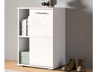 Skříňka s přihrádkami/botník Prego, 55 cm, bílá lesk