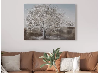 Ručně malovaný obraz Zasněžený strom 100x70 cm, 3D struktura