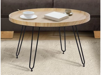 Kulatý konferenční stolek Bergheim, světlý dub