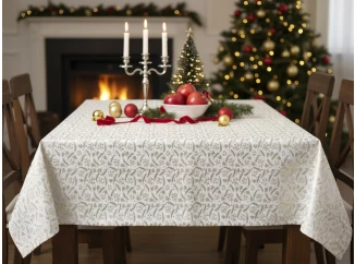 Vánoční ubrus Peří a šišky 130x160 cm, zlatý