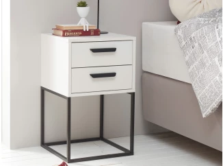 Noční stolek se 2 zásuvkami Suna, bílý