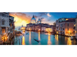 Panoramatický obraz na plátně Benátky večer, 140x60 cm