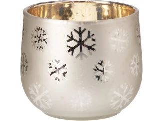 Vánoční svícen Vločky 10 cm, zlatý