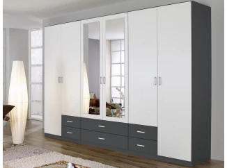 Šatní skříň Gamma, tmavě šedá/bílá