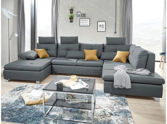 Sedací souprava Madeira 3A, kouřově šedá látka, tvar pravé U