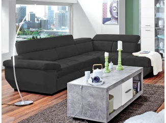 Rohová sedací souprava Speedway, černá látka, pravý roh