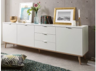 Široká komoda Göteborg, bílá/dub sonoma