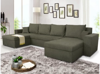 Sedací souprava Rumba, tvar U, zelená tkanina