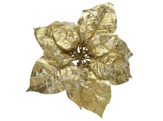 Umělý květ na klipu Vánoční hvězda 26 cm, zlatá