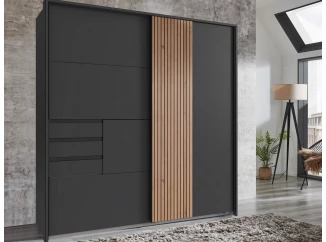 Šatní skříň Coburg, 180 cm, grafit/dub artisan