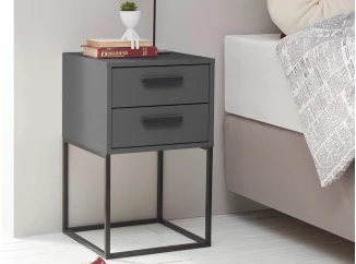 Noční stolek se 2 zásuvkami Suna, grafitový