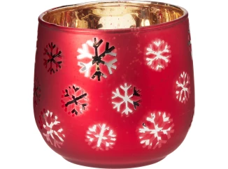Vánoční svícen Vločky 10 cm, červený