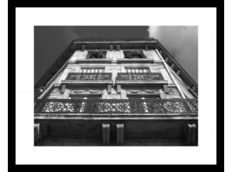 Rámovaný obraz Budova 50x40 cm, černobílý