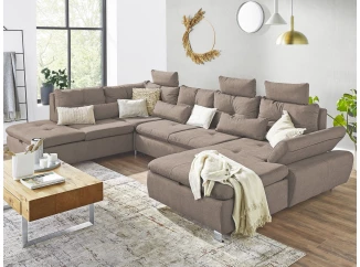 Sedací souprava Madeira 3B, světle hnědá látka, tvar levé U