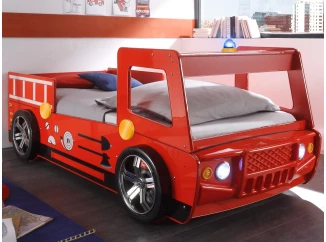 Dětská postel Spark 90x200 cm, červené hasičské auto s osvětlením