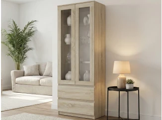 Vysoká vitrína Carlos, dub sonoma, šířka 70 cm